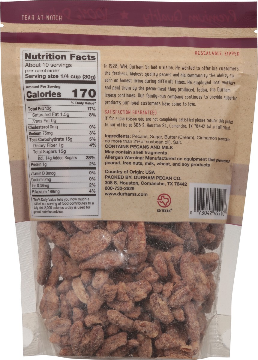 slide 8 of 13, Durham's Cinnamon Pecans 10 oz, 10 oz