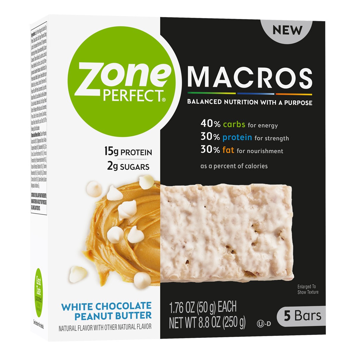 slide 2 of 6, Zone Perfect White Chocolate Peanut Butter Macros Bars 5.0 ea, 5 ct