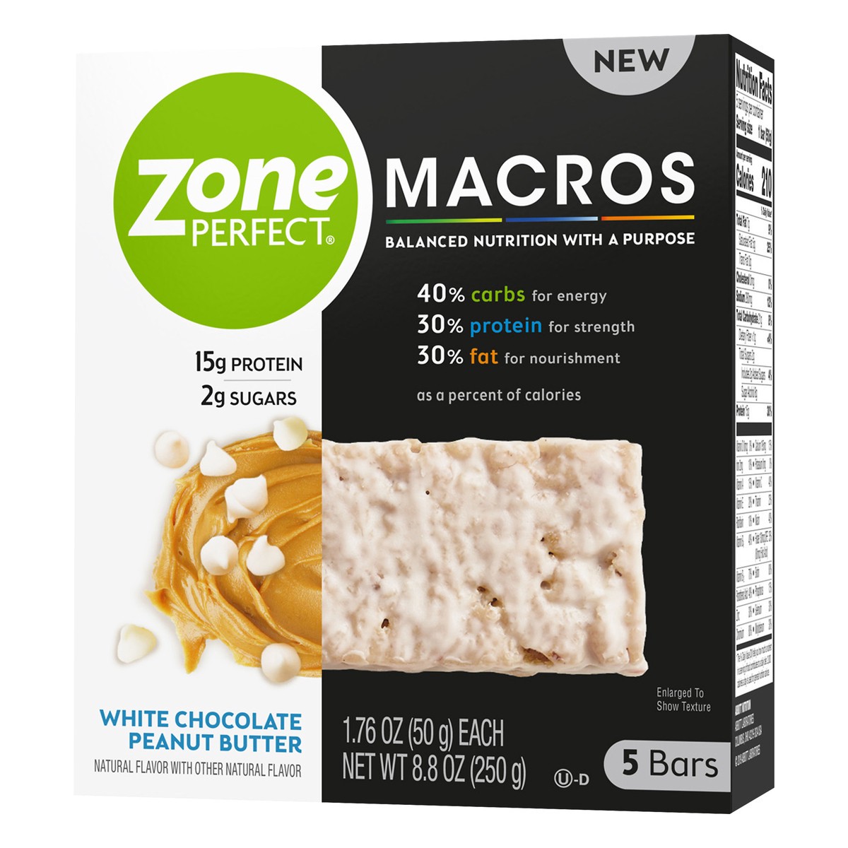 slide 5 of 6, Zone Perfect White Chocolate Peanut Butter Macros Bars 5.0 ea, 5 ct