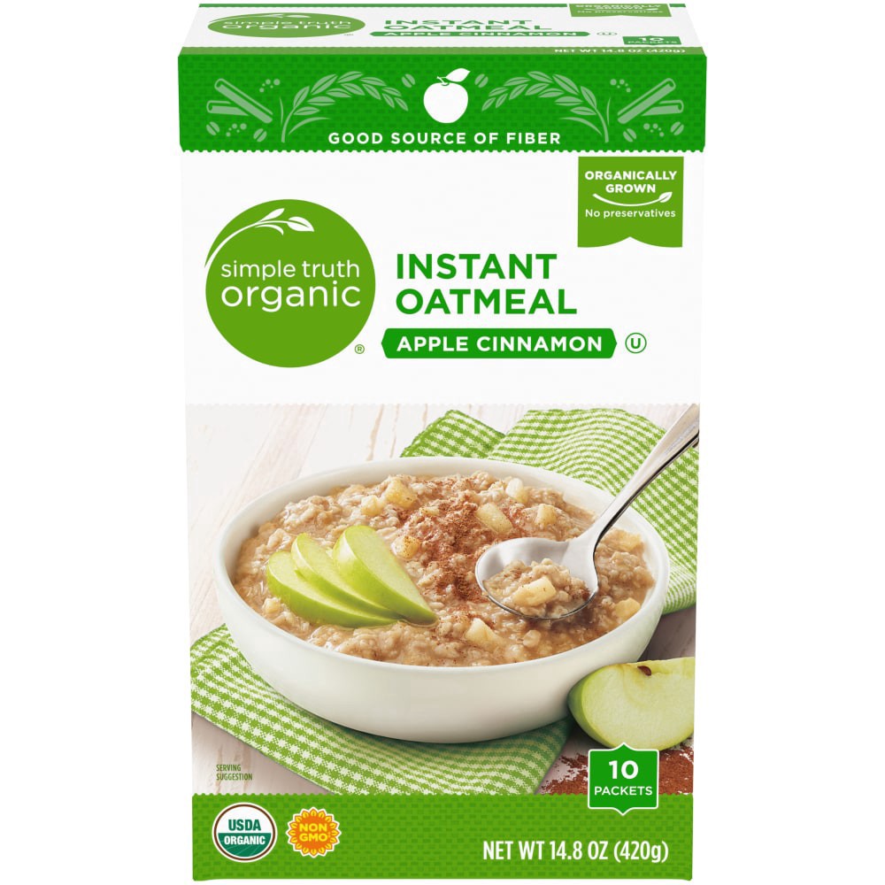 slide 1 of 2, Simple Truth Organic Apple Cinnamon Instant Oatmeal, 14.8 oz