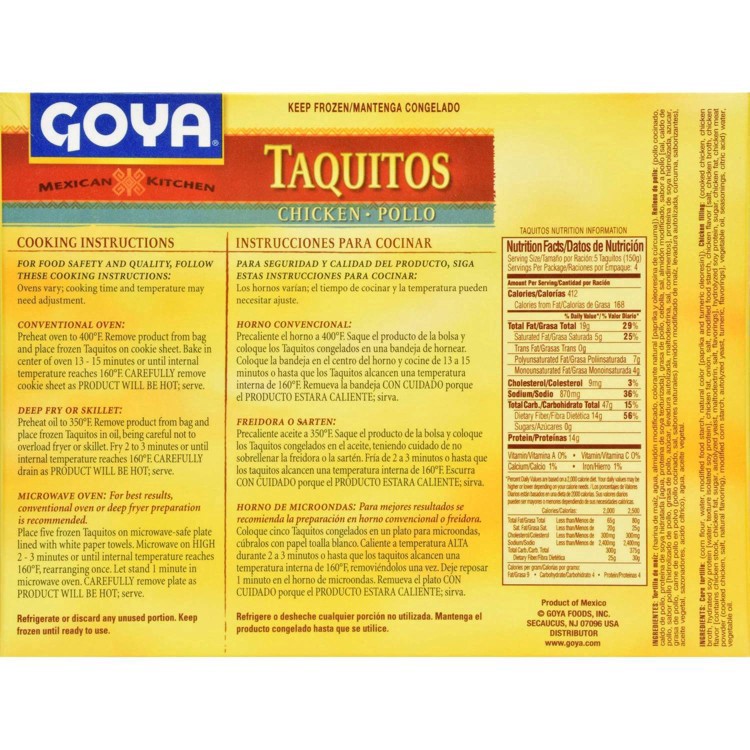 slide 16 of 33, Goya Chicken Frozen Taquitos - 21oz, 21 oz