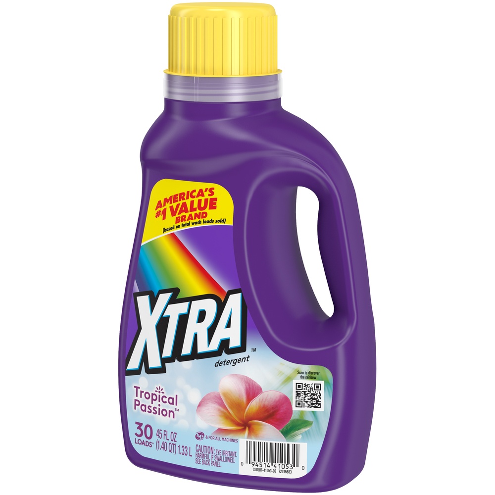 slide 3 of 3, Xtra Liquid Detergent Tropical Passion 28 Load, 45 oz