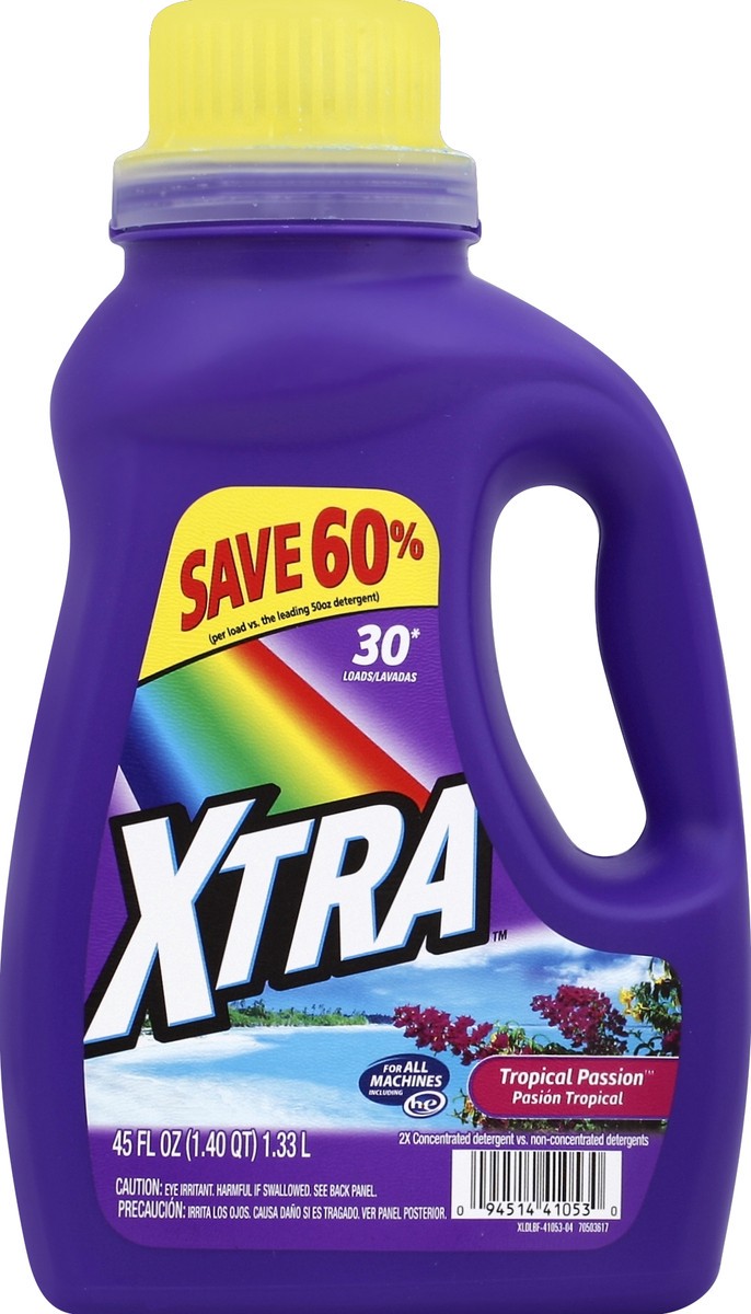 slide 1 of 5, Xtra Liquid Laundry Detergent, Tropical Passion, 45oz, 45 fl. oz