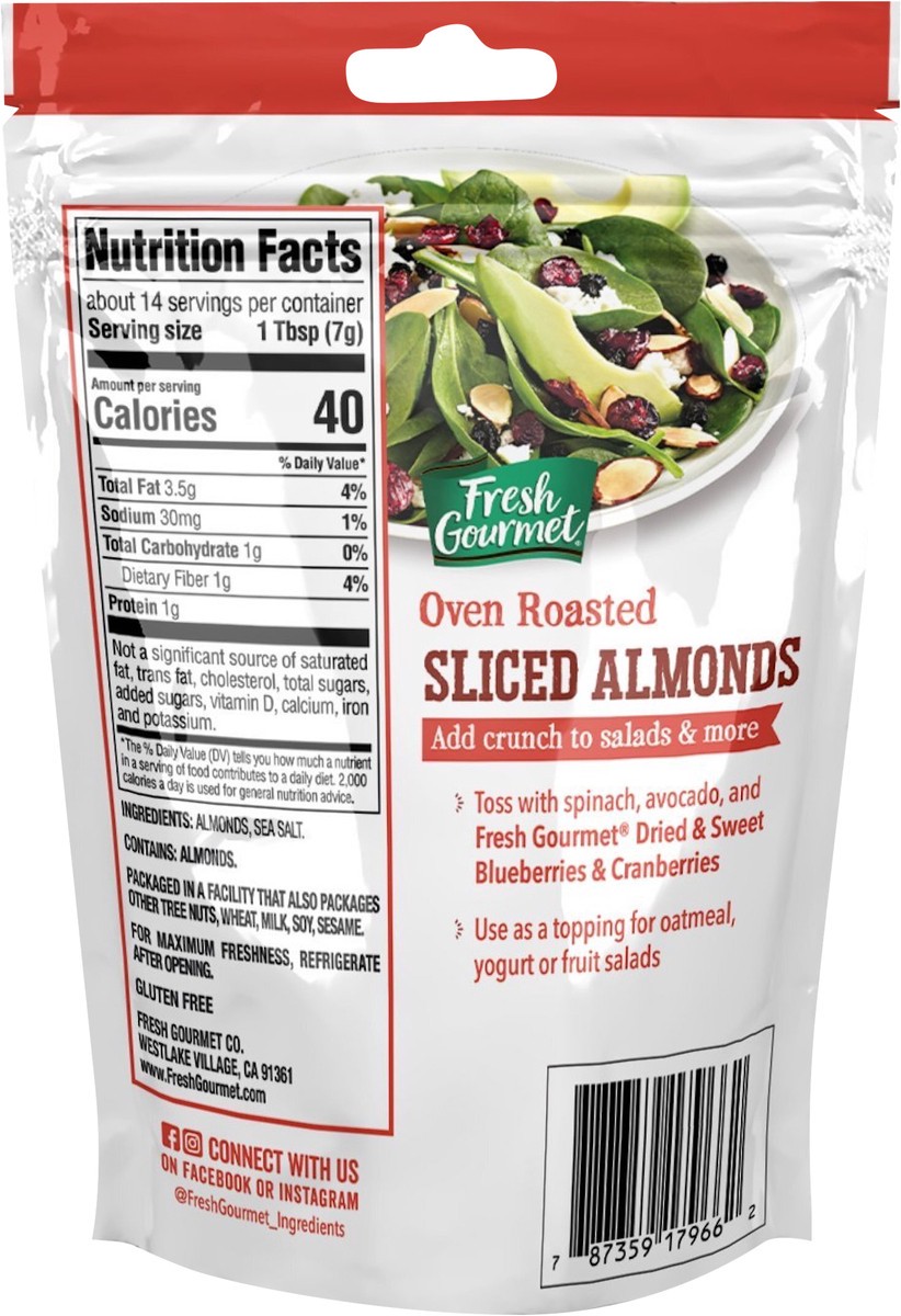 slide 3 of 3, Fresh Gourmet Sliced Oven Roasted Almonds 3.5 oz, 3.5 oz