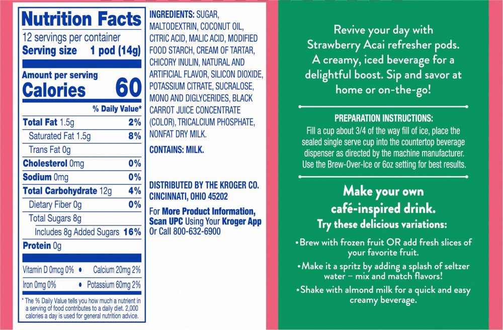 slide 3 of 4, Kroger Strawberry Acai Iced Refresher Pods, 12 ct
