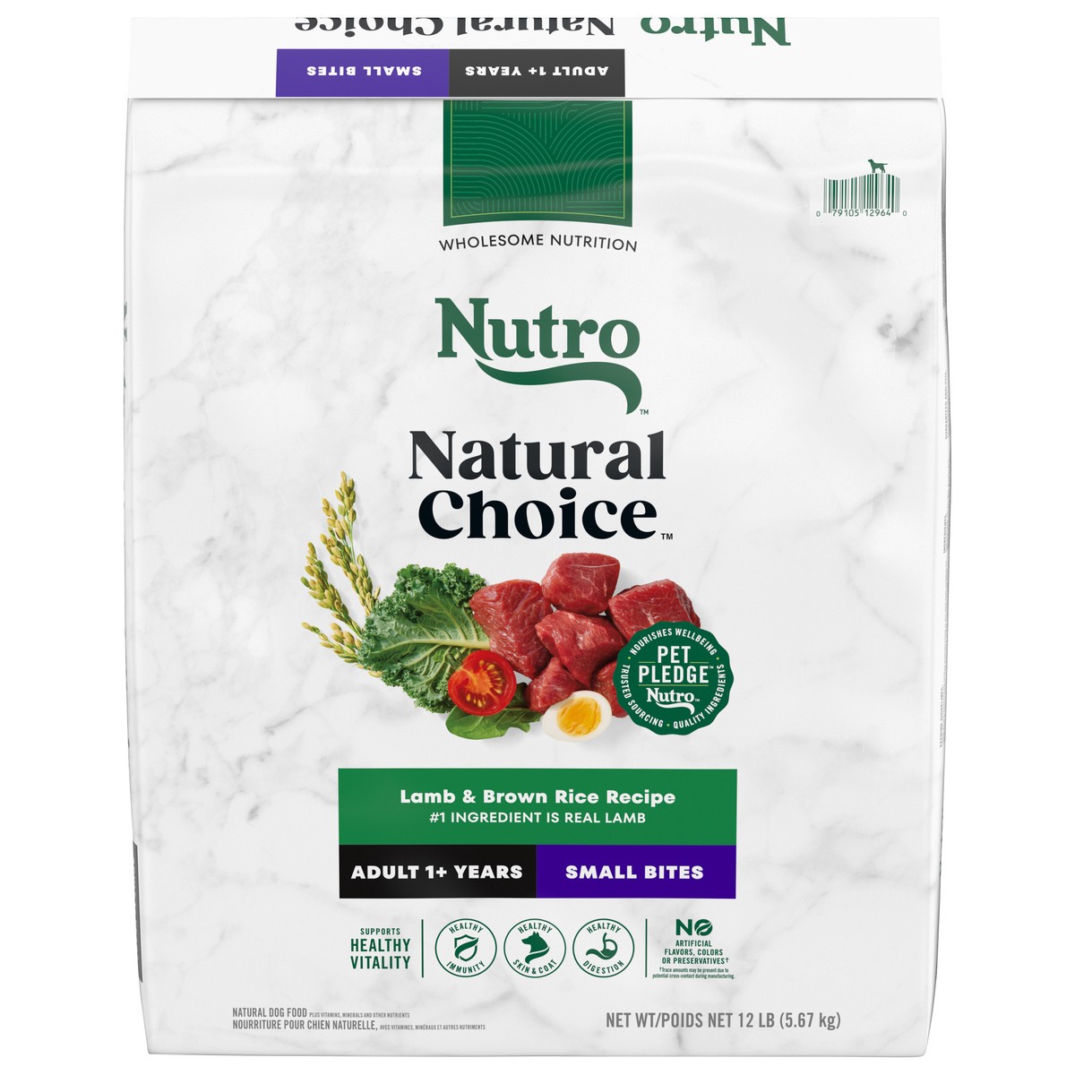 slide 1 of 5, NUTRO NATURAL CHOICE Small Bites Adult Dry Dog Food, Lamb & Brown Rice Recipe Dog Kibble, 12 lb. Bag, 12 lb