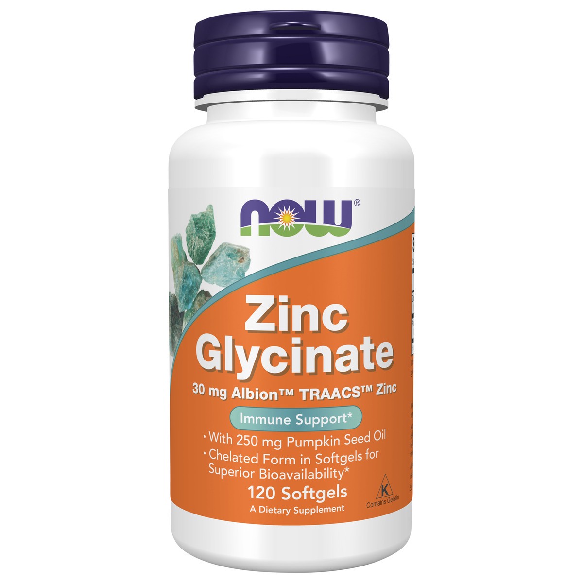 slide 1 of 4, NOW Zinc Glycinate - 120 Softgels, 120 ct
