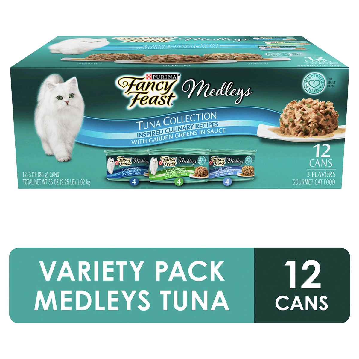 slide 1 of 5, Fancy Feast Medleys Tuna Recipe Collection Cat Food, 12 ct; 3 oz