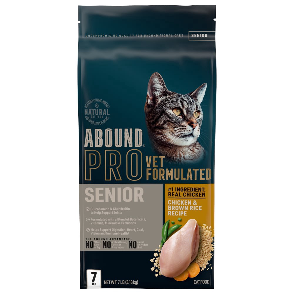 slide 4 of 5, Abound Pro+ Senior Formula With Chicken Dry Cat Food, 7 lb