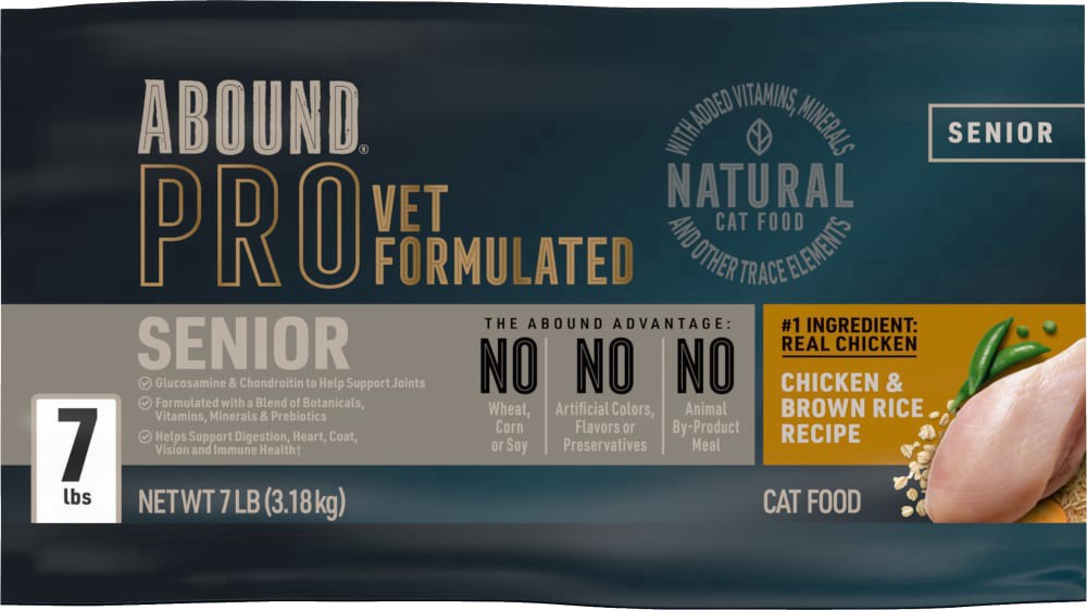 slide 3 of 5, Abound Pro+ Senior Formula With Chicken Dry Cat Food, 7 lb