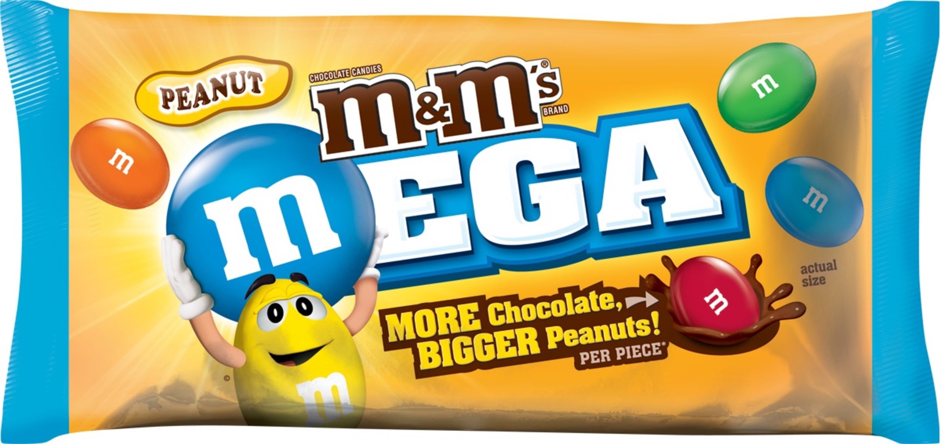 slide 1 of 5, M&M'S Peanut Chocolate Mega Size Candy Bag, 10.19 oz, 10.2 oz
