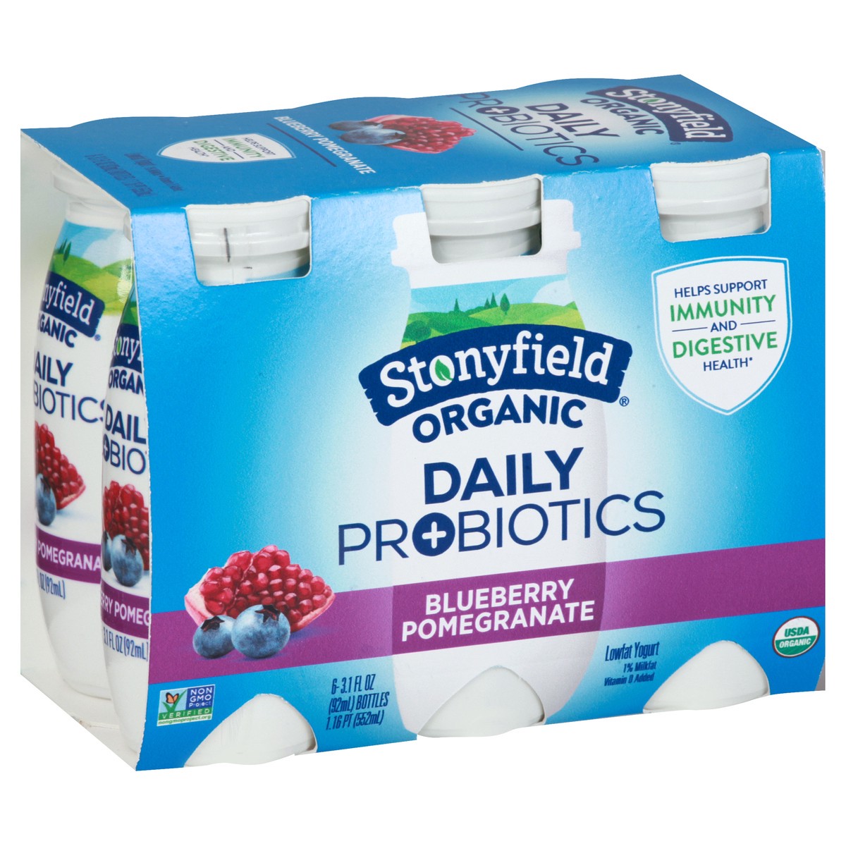 slide 2 of 10, Stonyfield Organic Daily Probiotics Blueberry Pomegranate Lowfat Yogurt, 6 ct