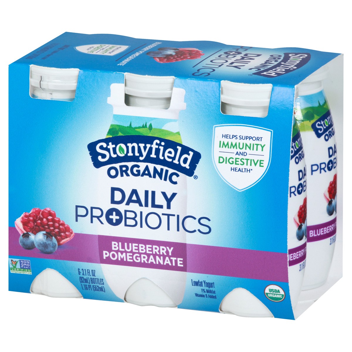 slide 3 of 10, Stonyfield Organic Daily Probiotics Blueberry Pomegranate Lowfat Yogurt, 6 ct