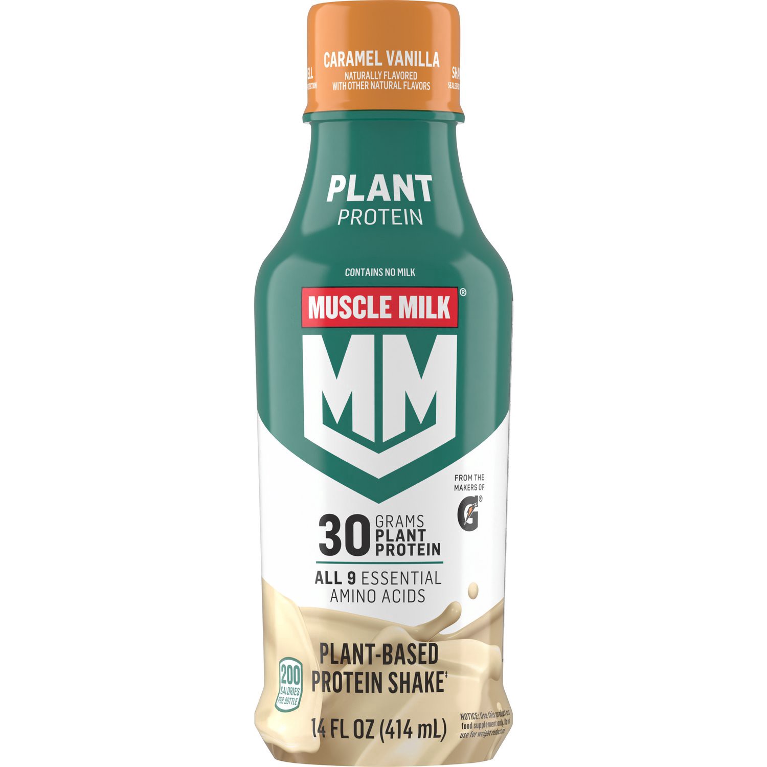 slide 1 of 1, Muscle Milk Plant Based Protein Shake Caramel Vanilla 14 Fl Oz, 14 fl oz