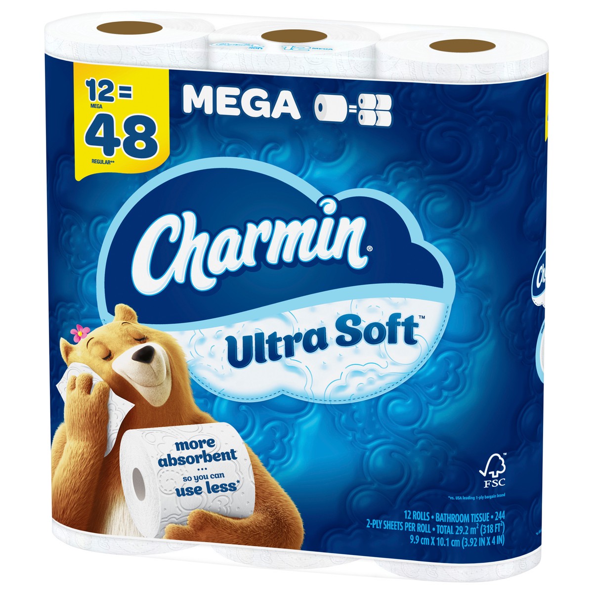 slide 5 of 5, Charmin Ultra Soft Toilet Paper 12 Mega Rolls, 244 Sheets Per Roll, 12 ct
