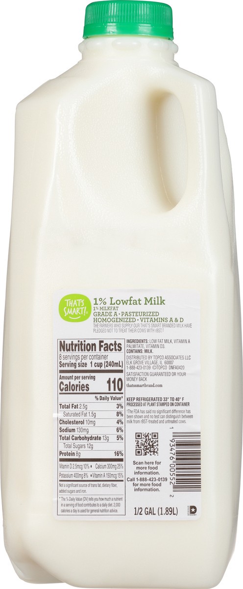 slide 1 of 9, That's Smart! 1% Lowfat Milk, 1/2 gal