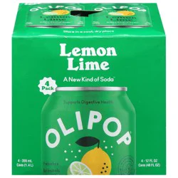 Olipop Lemon Lime Soda 4 - 12 fl oz Cans