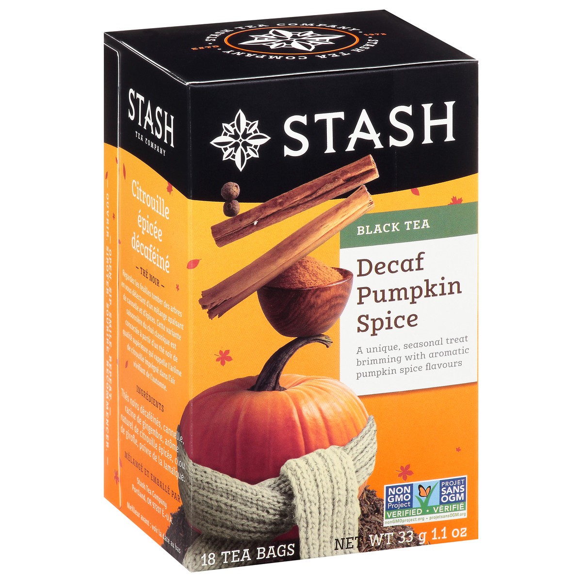 slide 9 of 9, Stash Black Tea, Pumpkin Spice, Decaf, Tea Bags, 18 ct