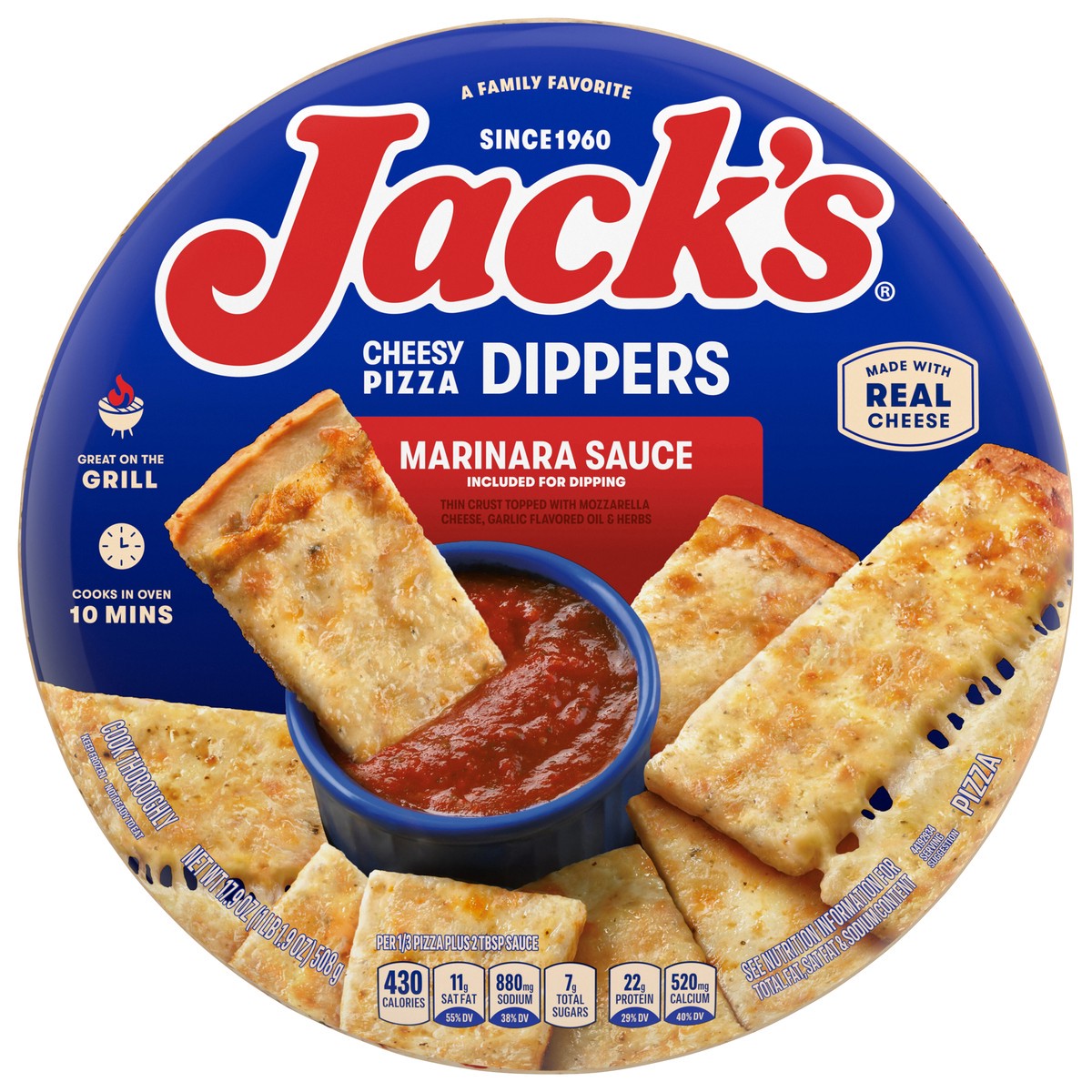 slide 1 of 7, Jack's Cheesy Pizza Dippers Frozen Meal, 17.9 oz