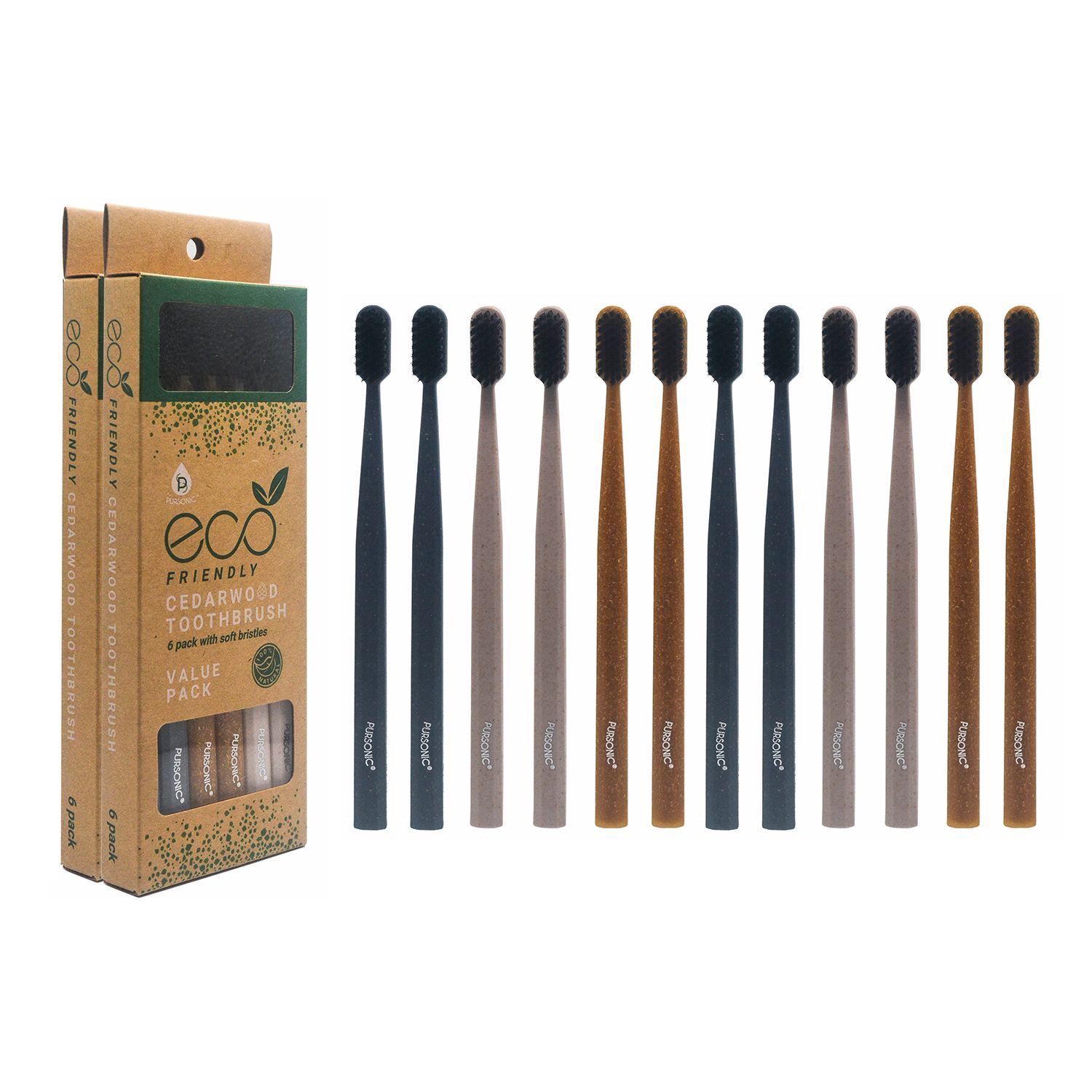 slide 1 of 1, Pursonic Eco Friendly Cedarwood Toothbrushes, 12 Ct, 12 ct