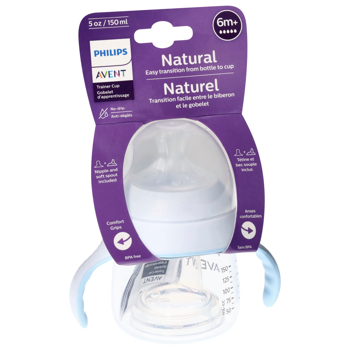 slide 7 of 11, Philips Avent Natural Trainer Sippy Cup with Fast Flow Nipple and Soft Spout, Clear, 5oz, 1pk, SCF263/01, 5 fl oz