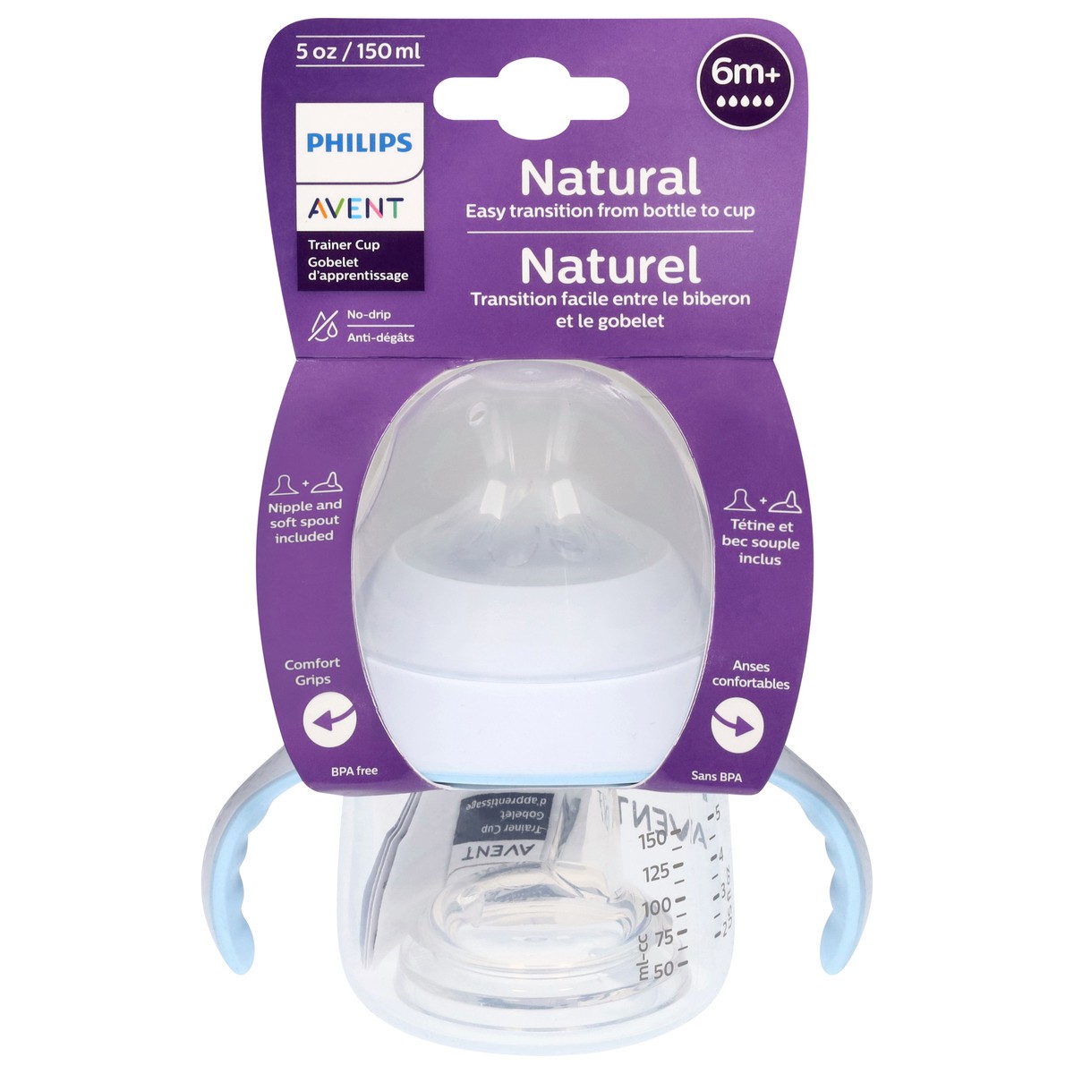 slide 4 of 11, Philips Avent Natural Trainer Sippy Cup with Fast Flow Nipple and Soft Spout, Clear, 5oz, 1pk, SCF263/01, 5 fl oz