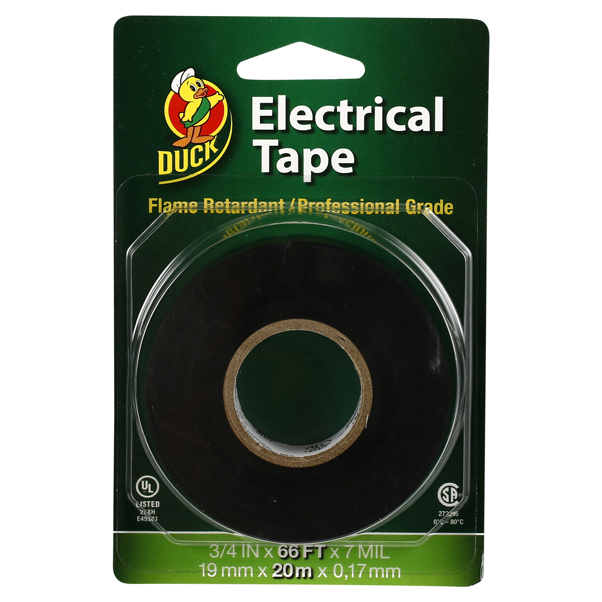 slide 1 of 1, Duck Brand Professional Electrical Tape, 0.75-Inch by 66-Feet, Single Roll, Black, 1 ct