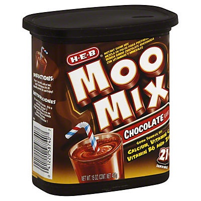 slide 1 of 1, H-E-B Moo Mix Chocolate Flavored Instant Drink Mix, 15 oz