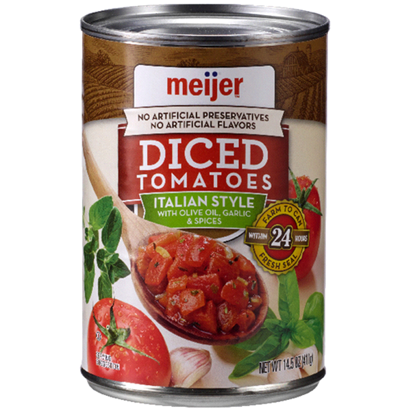 slide 1 of 1, Meijer Diced Tomatoes, Italian Style, 14.5 oz