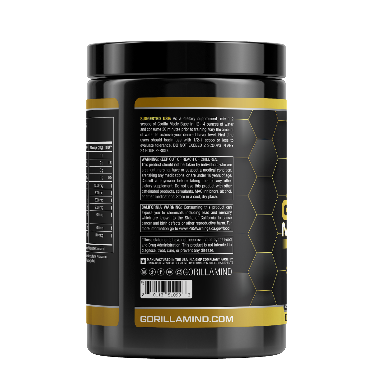 slide 7 of 9, Gorilla Mode Base Preworkout Cherry Blackout 30 Servings, 1 ct