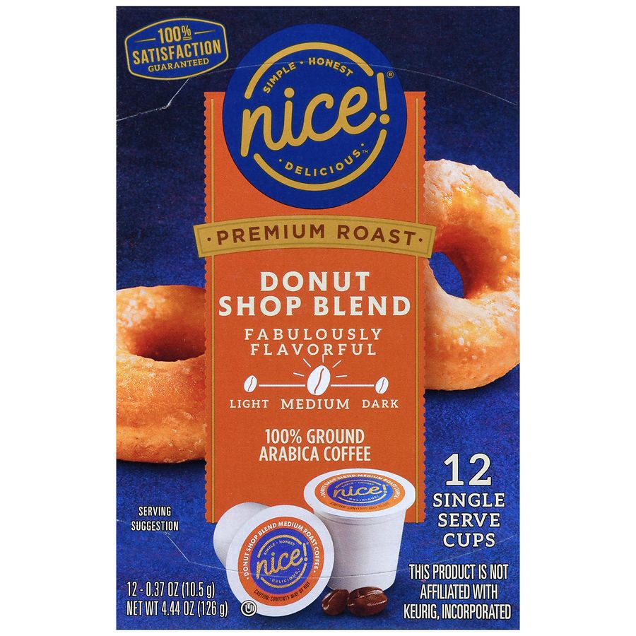 slide 3 of 5, Nice! Donut Shop Blend Coffee Single Serve Cups, 12 ct 0.37 oz