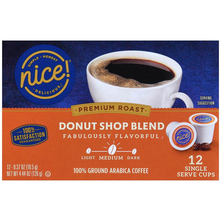 slide 2 of 5, Nice! Donut Shop Blend Coffee Single Serve Cups, 12 ct 0.37 oz