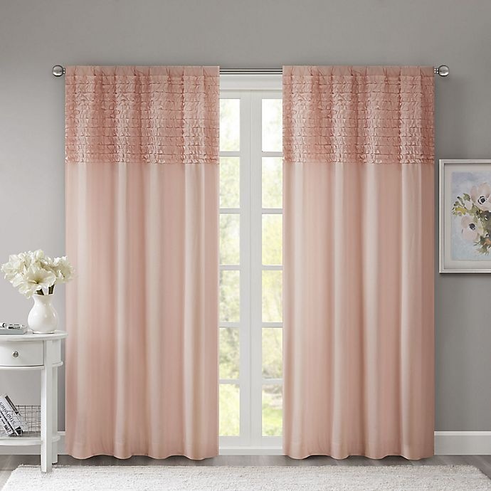 slide 1 of 1, Madison Park Bessie Rod Pocket Window Curtain Panel - Pink, 84 in