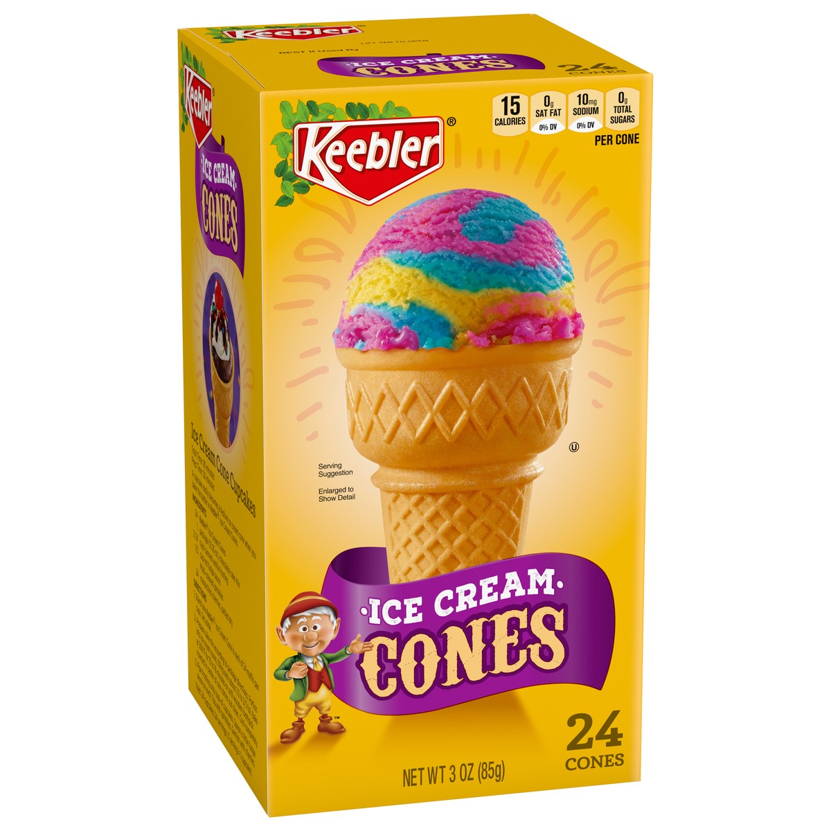 slide 8 of 9, KEEBLER Ice Cream Cones (Standard), 24ct, 3oz/85g Box, 24 ct