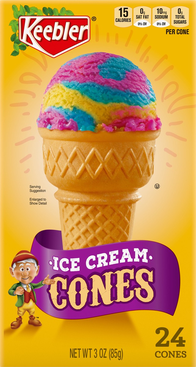 slide 6 of 9, KEEBLER Ice Cream Cones (Standard), 24ct, 3oz/85g Box, 24 ct