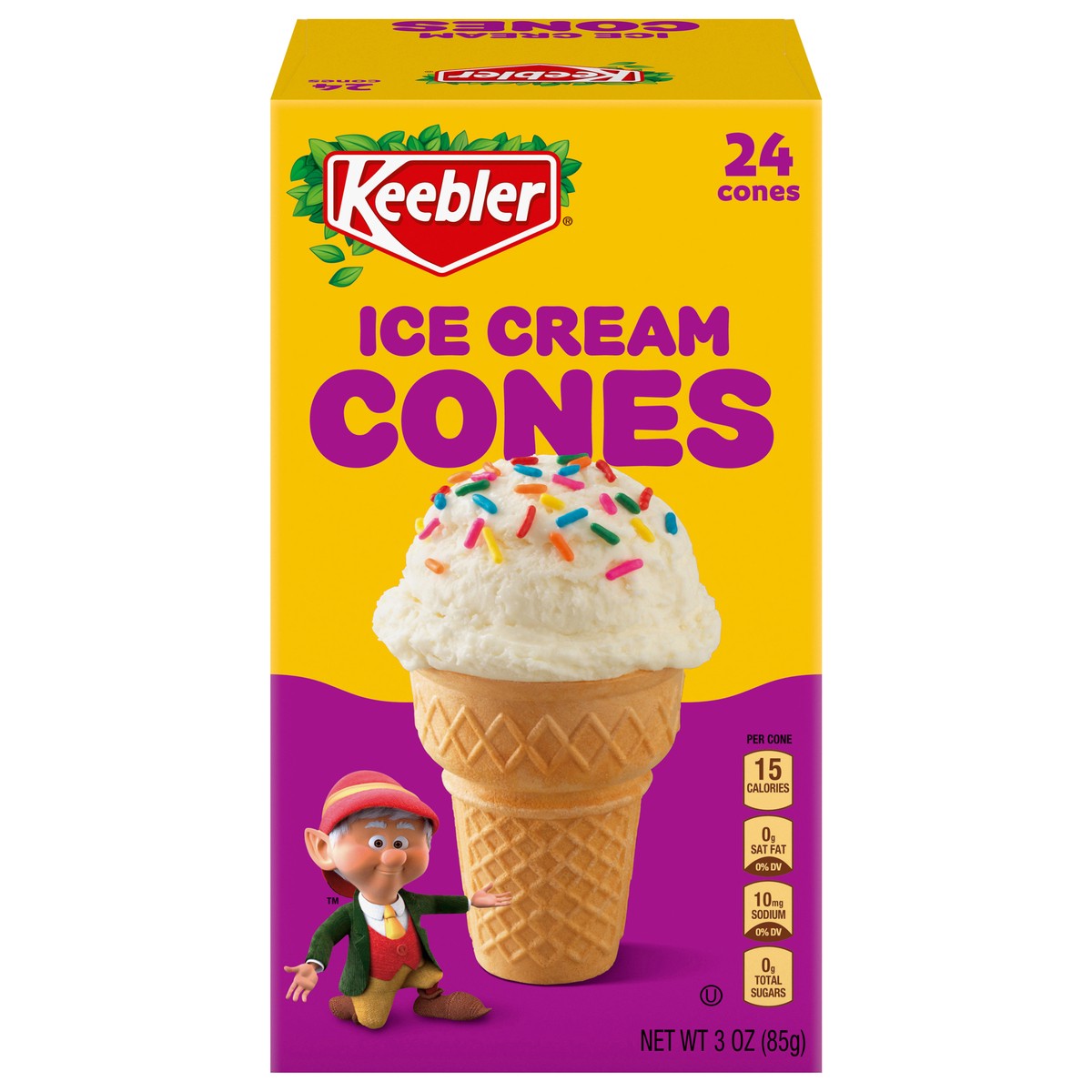 slide 1 of 9, KEEBLER Ice Cream Cones (Standard), 24ct, 3oz/85g Box, 24 ct