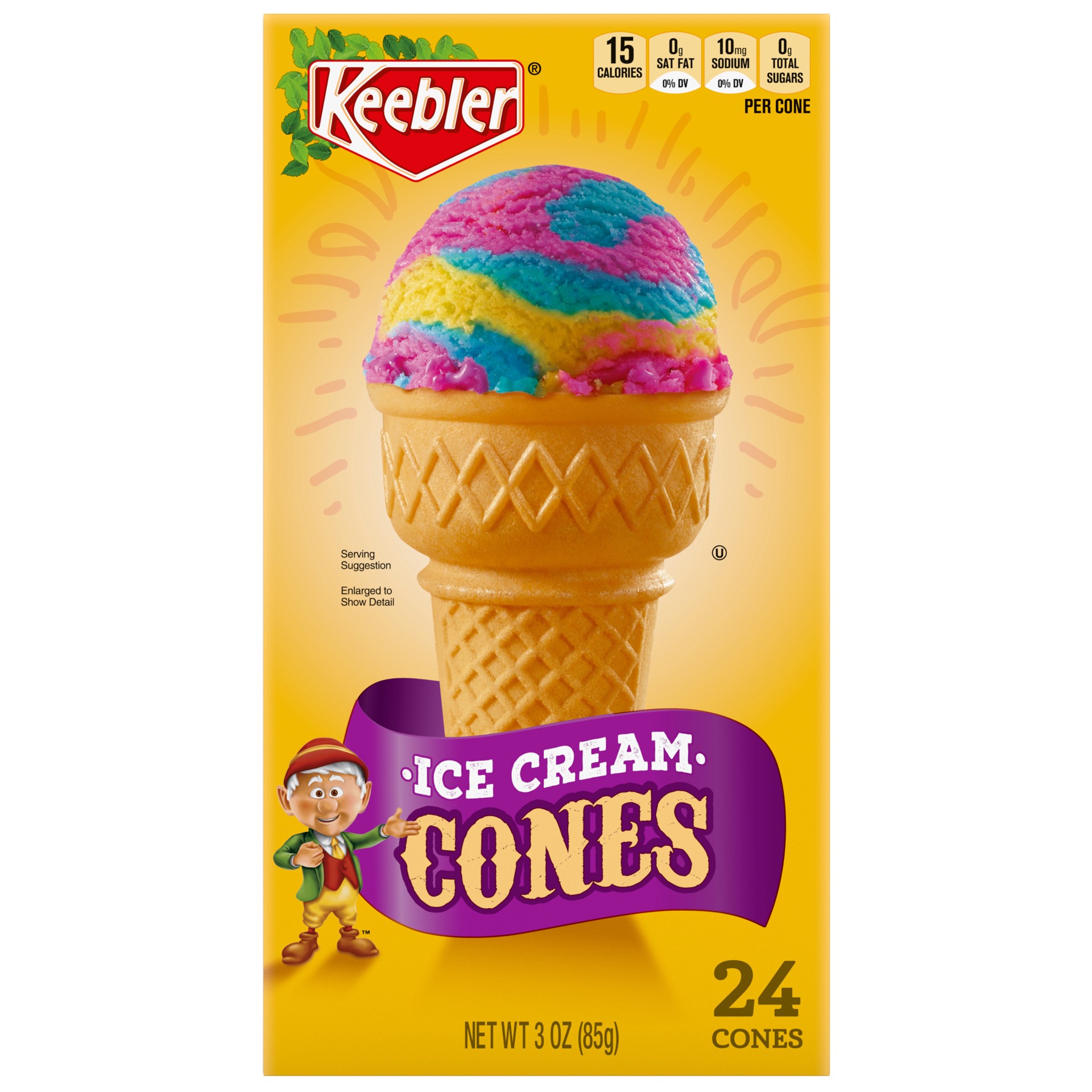 slide 1 of 9, KEEBLER Ice Cream Cones (Standard), 24ct, 3oz/85g Box, 24 ct