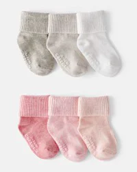 Carter's Carters Baby Girl 6-Pack Socks - White/Pink Multi 3-12