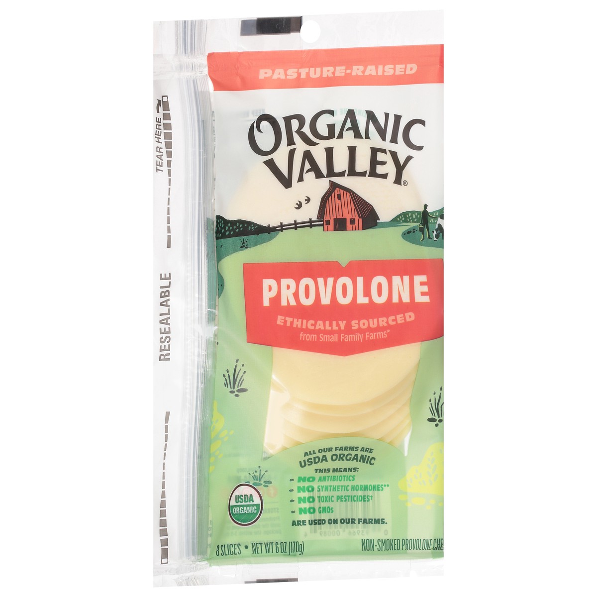 slide 3 of 9, ORGANIC VALLEY Organic Provolone Cheese Slices, 6 oz, 6 oz