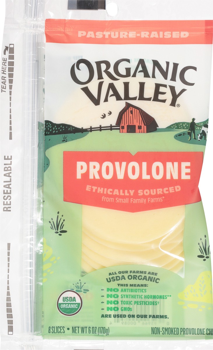 slide 8 of 9, ORGANIC VALLEY Organic Provolone Cheese Slices, 6 oz, 6 oz