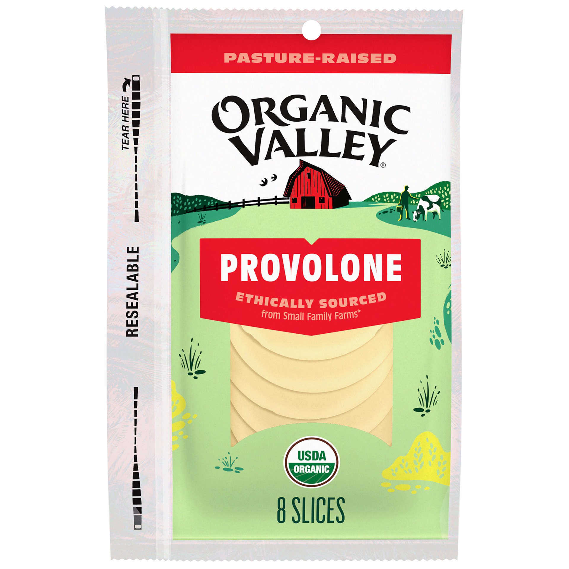 slide 1 of 9, ORGANIC VALLEY Organic Provolone Cheese Slices, 6 oz, 6 oz