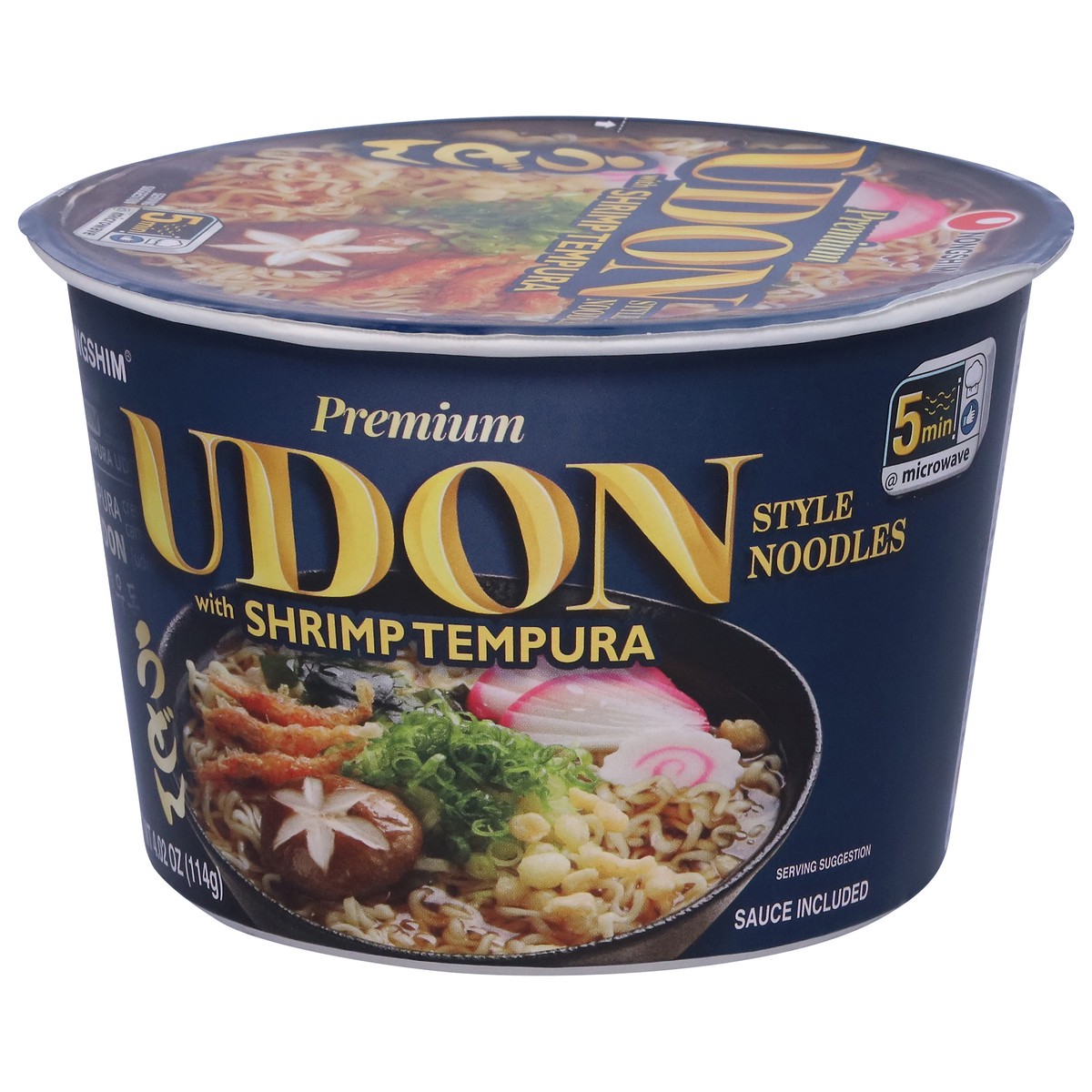 slide 2 of 9, Nongshim Premium Udon With Shrimp Tempura Noodles, 4.02 oz