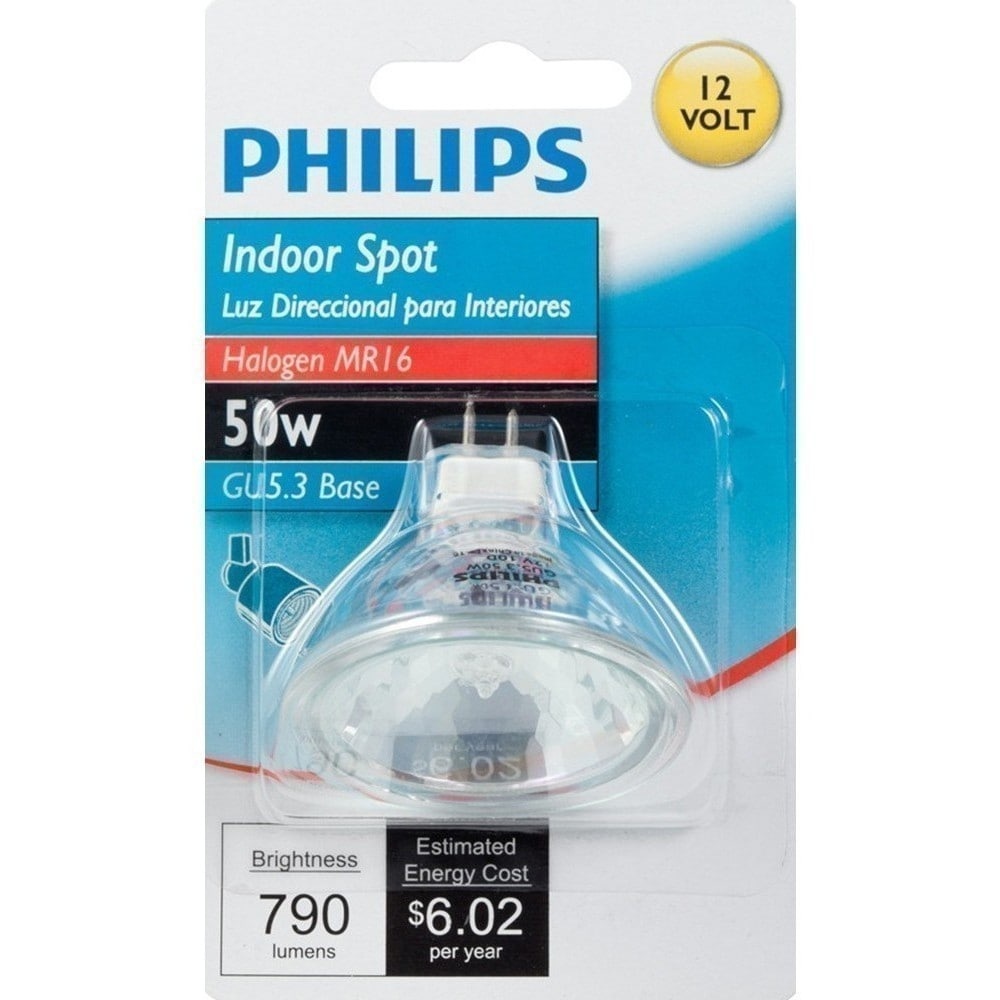 slide 1 of 1, Philips 50-Watt Gu5.3 Base Mr16 Halogen Indoor Spot Light Bulb, 1 ct