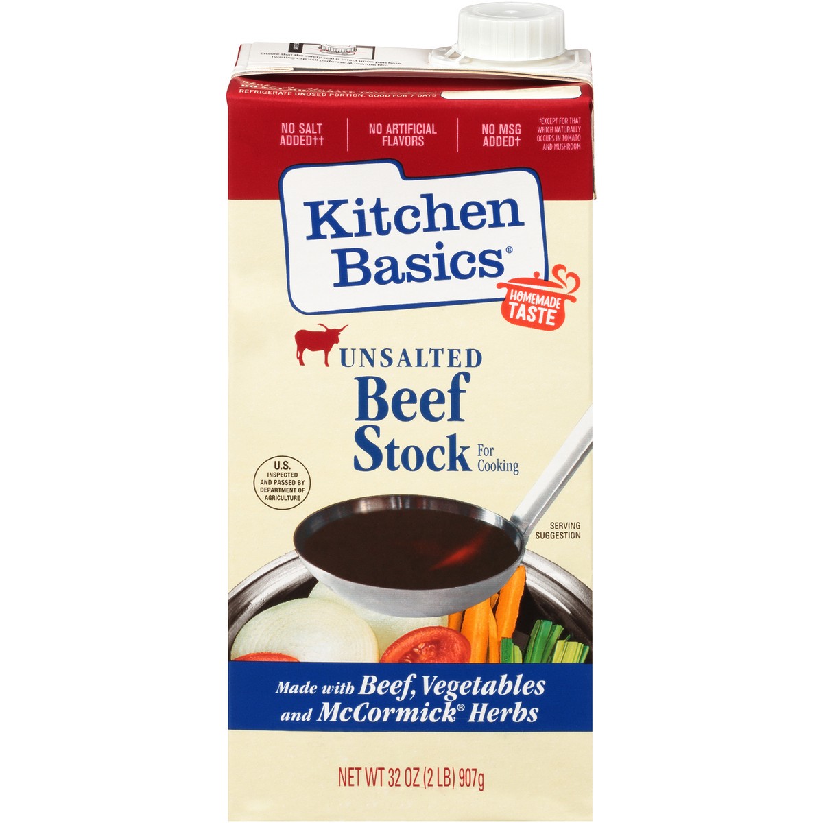 slide 1 of 9, Kitchen Basics Unsalted Beef Stock, 32 fl oz