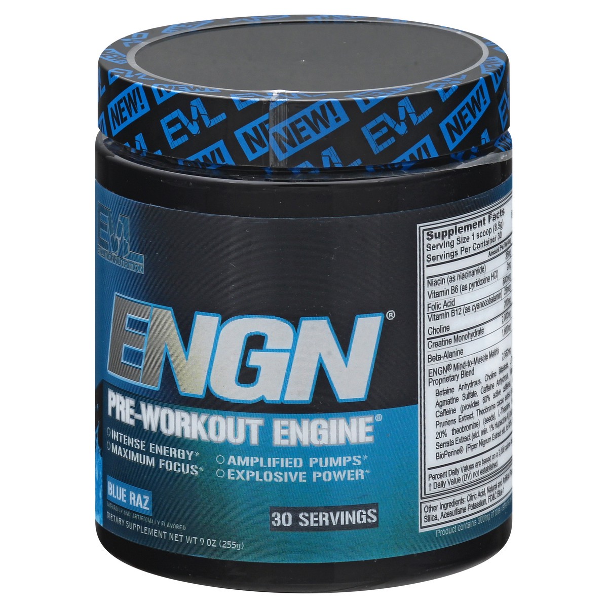 slide 5 of 9, Evlution Nutrition Blue Raz Pre-Workout Engine Powder 9 oz, 9 oz