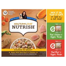 Rachael Ray Nutrish Whole Health Blend Chunks in Gravy Variety Pack Wet Dog Food, 13 oz. Can, 12 Count (Rachael Ray)
