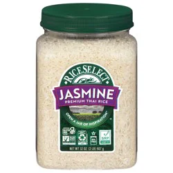 RiceSelect Premium Thai Jasmine Rice Jar, Gluten-Free, Non-GMO, SRP Verified , 32 oz Jar