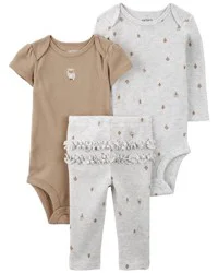 Carter's Baby 3-Piece Owl Little Character Set Brown/Grey 9M
