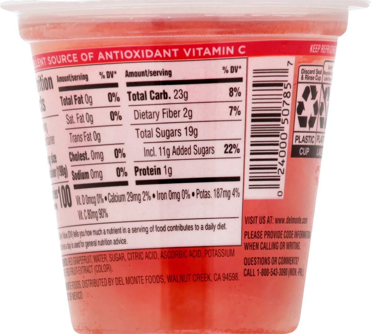 slide 9 of 12, Del Monte Red Grapefruit Fruit Cup Snacks, 7 oz Cup, 7 oz