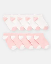 Carter's Carters Girls 10-Pack No Show Socks - Pink/White Pink/White 8-14